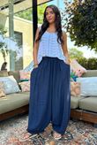 Sandbar Linen Blend Bloom Barrel Pant Navy
